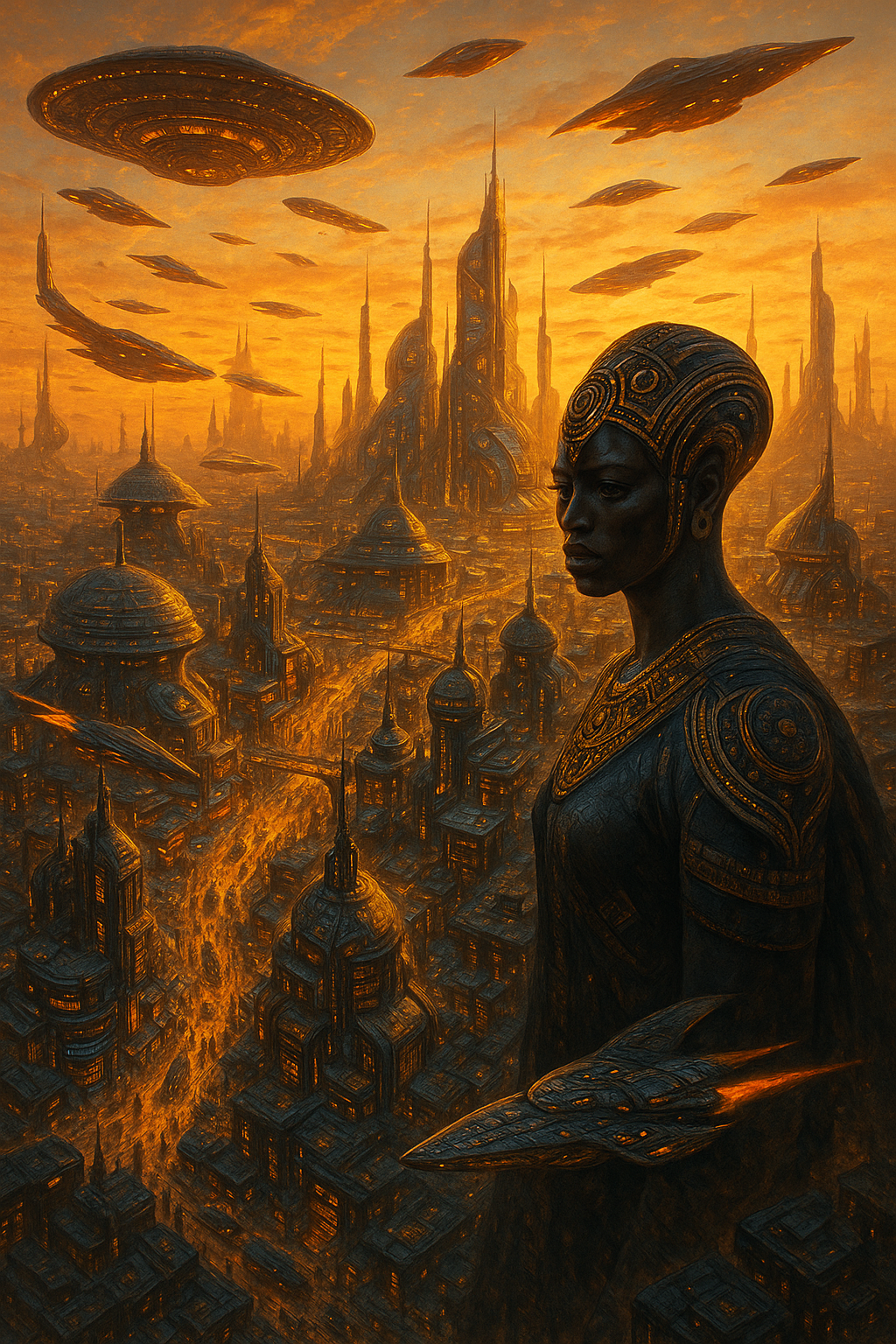 Afrofuturist Skyline at Dusk