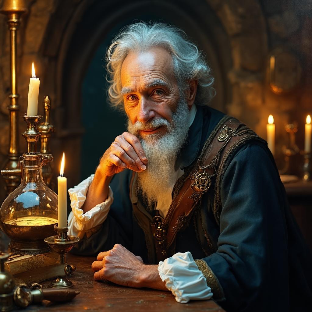 Victorian Alchemist's Golden Hour Portrait