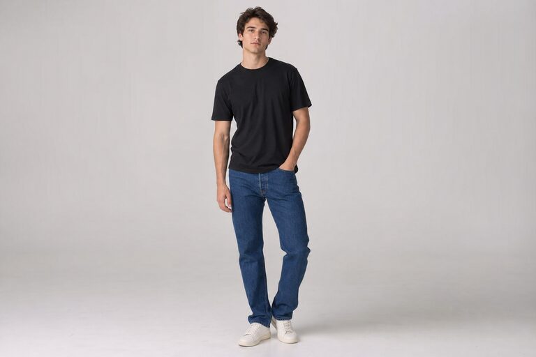 Contrapposto — weight on one leg, hips and shoulders counter-tilted